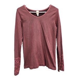 Aventura Womens Top M/L Red Ribbed‎ Long Sleeve Stretch Casual Outdoor